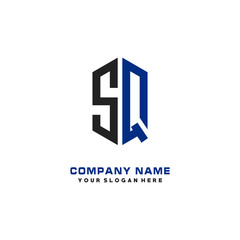 SQ Initial Letter Logo Hexagonal Design, initial logo for business,