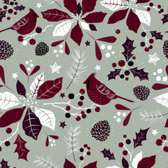 Winter holiday symbols seamless vector pattern