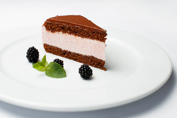 piece of cake on a white plate