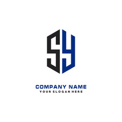 SY Initial Letter Logo Hexagonal Design, initial logo for business,