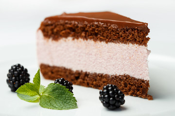 piece of cake on a white plate