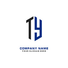 TY Initial Letter Logo Hexagonal Design, initial logo for business,
