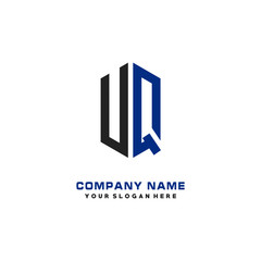 UQ Initial Letter Logo Hexagonal Design, initial logo for business,