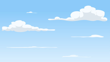 Landscape blue sky and white clouds on sunny day.Sky and cloud background.cartoon sky concetp.Vector illustration