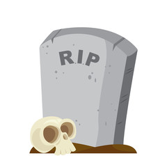 Halloween spooky gravestone with the skull. Vector illustration