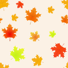 Autumn maple leaves seamless background. Leaf pattern for your design. Vector illustration.