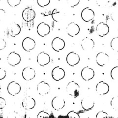 Grunge texture pattern with semicircles. White monochrome square backdrop.