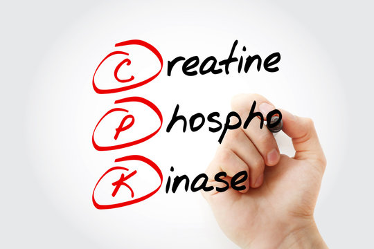 CPK - creatine phosphokinase acronym with marker, concept background