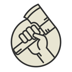 Axe in hand icon or symbol isolated