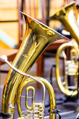 Obraz na płótnie Canvas part of a typical bavarian brass instrument