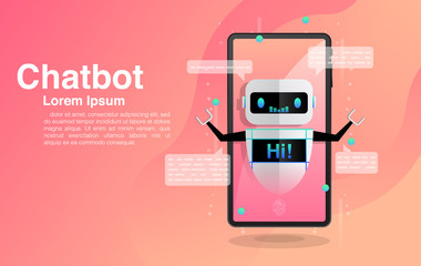 Chatbot concept, Chatbot in Smartphone, Chatting With Chatbot Application, Chatbot Technology and Online Help Center, Vector illustration