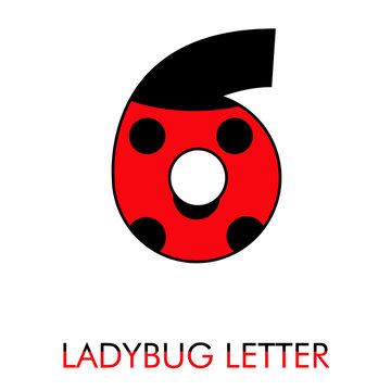 Logotipo número 6 como patrón de mariquita en rojo y negro