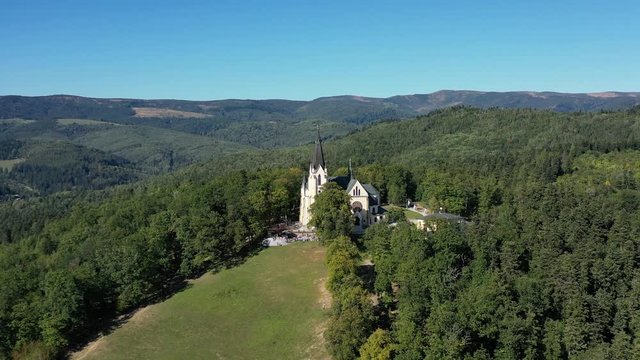 Aerial view of Marianska mountain in Levoca city in Slovakia