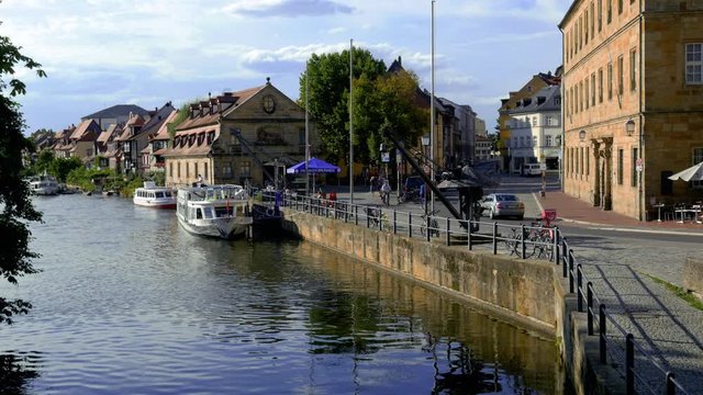 View of the district called Little Venice on the Regnitz river in Bamberg