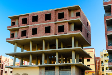 Construction of the new modern residential building in Hurghada, Egypt