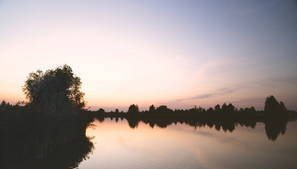Beautiful sunset over the lake.
