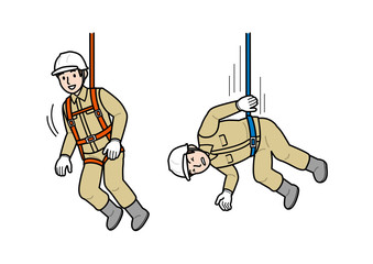 安全帯を装着した男性 落下 作業員 高所作業 安全帯 ベルト フルハーネス