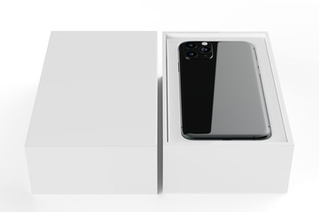 New version of slim smartphone back side on a white background. 3d illustration
