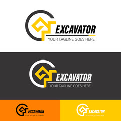 Excavator and backhoe logo template.  Excavating Services brand identity. 