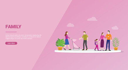 happy family member concept for website template or banner landing homepage - vector