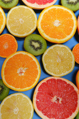 Citrus fruits vegan vitamin mix flat lay 