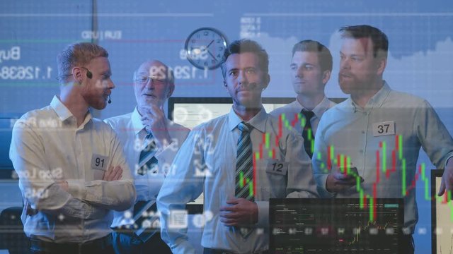 Businessmen analyzing data
