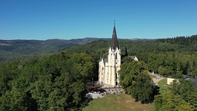 Aerial view of Marianska mountain in Levoca city in Slovakia
