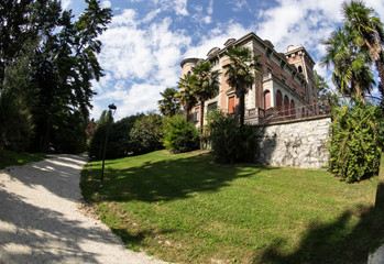Fototapeta na wymiar Dirt path in the park of Villa Toeplitz, Varese, Italy