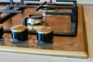 Closeup of new modern gas stove