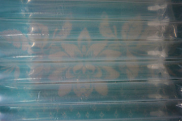 Inflated background, inflated oblong lines of white polyethylene, packaging for saving things...
