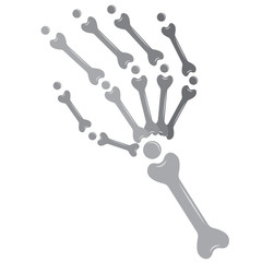 Halloween skeleton hand. Scary icon. Element for logo, game, print, poster or other design project. Vector illustration.