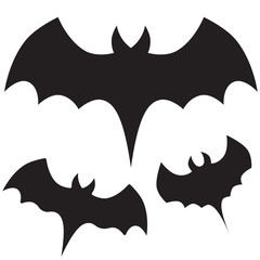Black bat. Horror animal. Helloween icon. Element for logo, game, print, poster or other design project. Vector illustration.