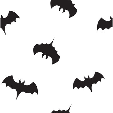 Black bat seamless pattern. Horror animal. Helloween icon. Element for logo, game, print, poster or other design project. Vector illustration.