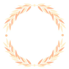 Fototapeta na wymiar Autumn wreath with leaf and flowers. Illustration for menu, shop, logo, banner. Vector illustration.
