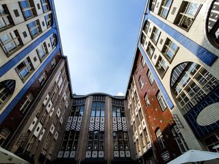 BERLIN, GERMANY - AUGUST 26, 2019. Khaki courtyards. Hackesche Hofe.