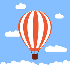 Illustration of the hot air balloon in the sky.