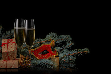 Champagne. New year and Christmas.