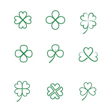 Green Clover Leaf  icon Template