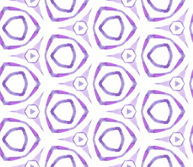 Fototapeta premium Purple kaleidoscope seamless pattern. Hand drawn w
