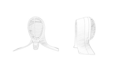 3d rendering of a kendo mask isolated in white background