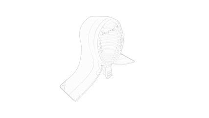 3d rendering of a kendo mask isolated in white background