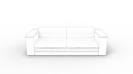 3d rendering of a couch isolated in white studio background