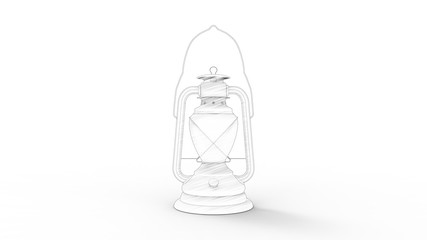 3d rendering of a vintage oil lamp isolated in white studio background