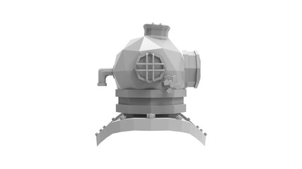 3d rendering of a vintage diving helmet mask isolated in white background
