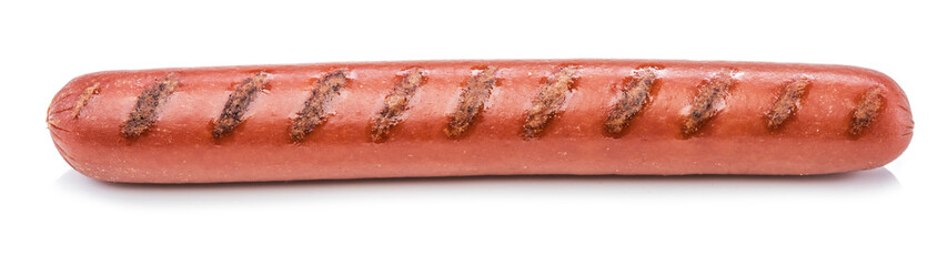 Grilled frankfurter sausage isolated on white background.