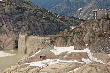 Incoming storm at Lake Grimsel Dam