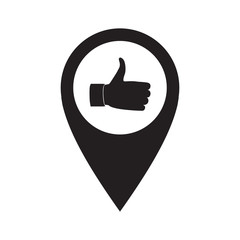 Pin pointer and hand brush. Vector black and white icon isolated on white background.