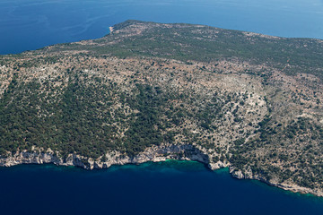 Aerial photo of Plavnk island in Adriatic Sea, Croatia