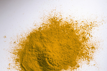 Coriander (Dhania) and Cumin,( Jeera) powder on a white background