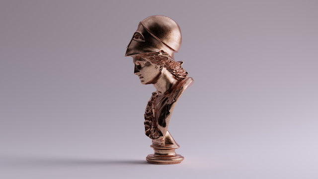 Bronze Minerva Bust Sculpture Left View 3d illustration 3d render